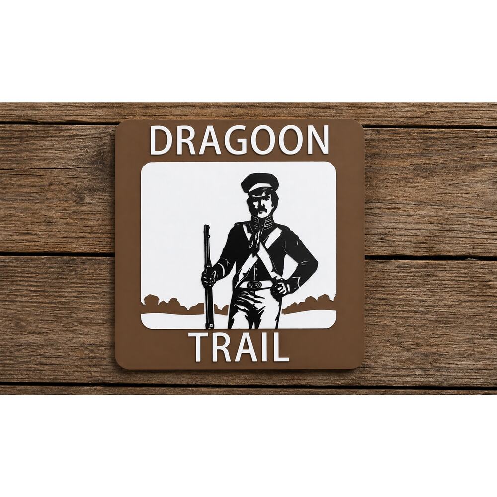 Iowa Dragoon Trail Sign Scenic Historic Des Moines River State Park Army